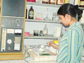 A student at work in the laboratory of the Centre of Food Science and Technology, HAU, Hisar