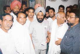 Punjab Pradesh Congress Committee president Shamsher Singh Dullo at a meeting of party workers in Ludhiana