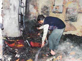 Shawl material worth lakhs was destroyed in a fire that broke out at a shawl unit in Lalu Mal Street, Chaura Bazar, Ludhiana, on Monday night
