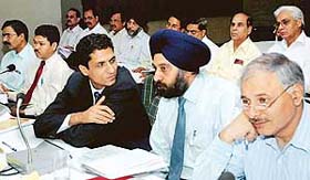 Participants at a Haryana bankers committee meeting at Hotel Shivalikview, Chandigarh