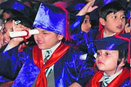 Students of Apeejay School during a prize distribution ceremony in Jalandhar