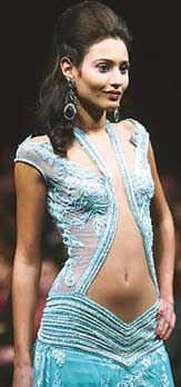 A model displays a creation by Lebanese designer Fadi Nahle at a fashion show in Beirut on Saturday.
