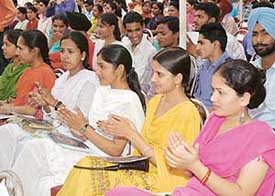 Students at the annual prize distribution function of Government College, Sector 46, Chandigarh, on Saturday. 