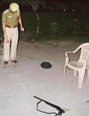 The entrance to house No. 43, Sector 9, Chandigarh, where guard Magar Singh got killed of his own bullet on Saturday evening.