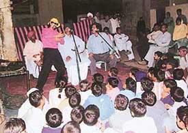 The drama wing of the Public Relations Department holds a show at Garhi Kotahan village, near Panchkula