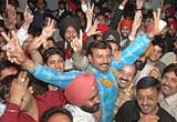 Advocate Raj Kumar Bhalla being felicitated by his supporters after he was declared the President of the District Bar Association, Jalandhar, on Tuesday