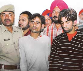 The accused, Rajesh Kumar and Saurabh Kapur, in police custody in Ludhiana on Tuesday