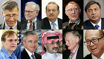 This combo picture made on Friday of the worlds 10 richest persons, according to the annual Forbes magazine ranking