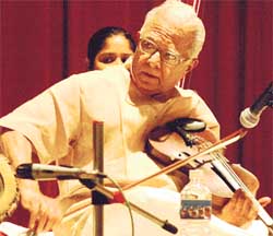 Violin maestro T.N. Krishnan performs at the Institute of Microbial Technology in Sector 39, Chandigarh, on Friday