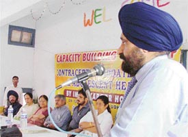 Dr Gursharan Singh, state general secretary of the IMA, at a medical workshop in Ludhiana on Sunday