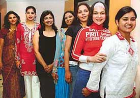 Applicants for the Mrs India 2006 regional auditions held at a hotel in Chandigarh on Monday
