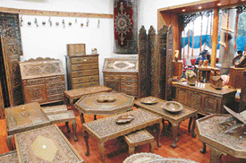 Artifacts displayed at the newly renovated Kashmir Government Arts Emporium in Chandigarh. 