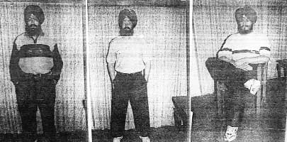 Jagtar Singh Hawara (third from left) listed as one of the most wanted at the Division No. 5 police station.