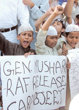 Supporters of All India Minorities Front demanding the release of Sarabjeet Singh from Pakistan jail, who is facing death penalty, in the Capital on Friday.