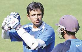 Indian captain Rahul Dravid during a training session at the Wankhede Stadium in Mumbai on Friday. 