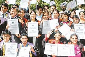 Medical students after receiving their degrees at the 27th convocation of the PGIMER, Chandigarh