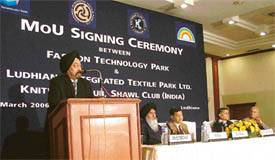 Mr Jagjit Singh Kochar, CEO of the Fashion Technology Park, Mohali, signs MoUs with textile units in Ludhiana