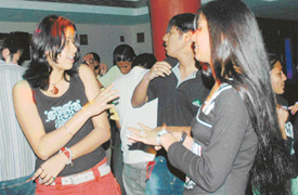 DANCE DANCE: Youngsters gyrates to the latest beats at Noodles Bar.