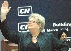 Ms Barbara Wold, author and business strategist from the USA, during her presentation at the CII in Chandigarh on Monday. 