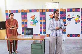 Students at a seminar on "Disaster management" at Swami Ram Tirath School in Mohali on Tuesday