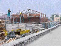 A park in the G-block of Shaheed Bhagat Singh Nagar, Ludhiana, which has been converted into a site office and a store for a City Centre project being developed in the area