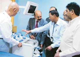 Dr Silas Charles, Director, Christian Medical College and Hospital, inspects the latest equipment at the renovated blood bank in the hospital in Ludhiana