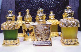 The ittar bottles to be presented to Prince Charles and Camilla Parker by the Department of Natural Products, NIPER, during their visit to Mohali