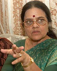 Girija Vyas talks to mediapersons in Kapurthala on Wednesday