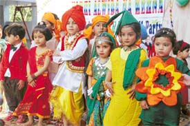 Students of Kiddies' Paradise sing a song at their annual day function held on Wednesday 
