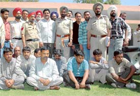 Members of the Moradabadi gang in police custody in Ludhiana