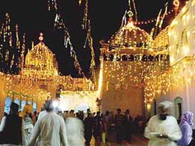 The illuminated Roza Sharif at Sirhind on the occasion of annual urs on Wednesday night
