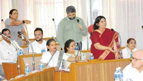 A meeting in progress at the Municipal Corporation office in Sector 17, Chandigarh