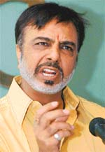 Girja Shankar at a press conference in the Chandigarh Press Club, Sector 27, Chandigarh
