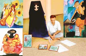 Raja Jaikrishen sits amidst his installation