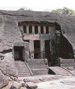 A view of the Kanheri caves, Bombay