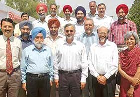 Newly elected office-bearers of the Chandigarh Golf Club under the presidentship of Mr Gurinderjit Singh Sandhu (third in first row) in Chandigarh