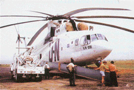 An EME team repairs a UN helicopter.
