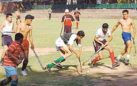 Trials for the selection of the Chandigarh hockey team (under-16) being held at Hockey Stadium, Sector 18, on Wednesday.