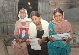The mother and the sisters of Kulwant Singh, now lodged in a Pakistani jail, in Boot village near Kapurthala