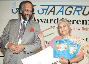 Delhi Chief Minister Sheila Dikshit with Dr R. K. Pachauri, Director-General, TERI, at a function to spread awareness about water conservation in the Capital on Friday.