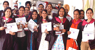 Students of the Sri Sukhmani Institute of Engineering and Technology in a jubilant mood after receiving degrees at the annual convocation in Dera Bassi on Saturday.