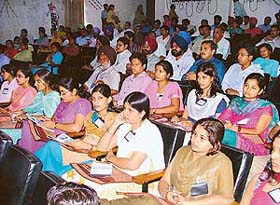 Participants at a seminar to mark the birth anniversary of the founder of homoeopathy Dr Samuel Hahnemann in Ludhiana