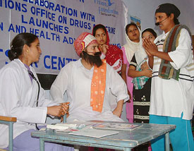Jail inmates present a skit in the high-security Amritsar Central Jail during a function on Sunday. 