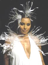 Bipasha Basu presents a creation of designer Manshia Jaising at the grand finale of the Wills Lifestyle Fashion Show in New Delhi on Sunday.