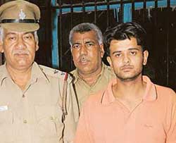 The suspect, Kunal, alias Sunny, in police custody in Chandigarh on Tuesday. 