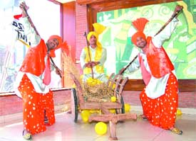 A view of the Baisakhi celebrations organised by Pizza Hut in Jalandhar on Wednesday