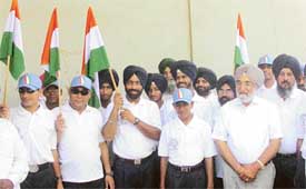 Members of the Punjab cricket team at Guru Nanak Stadium