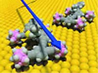 This animation depicts two motorised nanocars on a gold surface