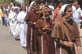 A procession to mark Good Friday being taken out from the Catholic Church in Jalandhar.