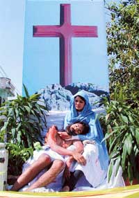 A tableau of Jesus Christ that was part of the Good Friday procession taken out in Ludhiana